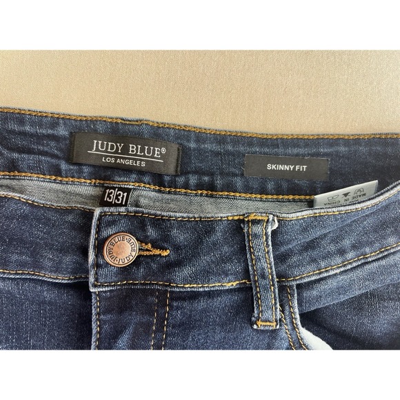 Judy Blue Jeans Womens 13/31 Blue Dark Wash Skinny Fit Mid Seam Stitch JB8863 - Picture 7 of 12